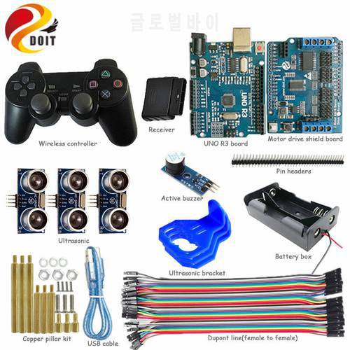DOIT Wireless Handle Control Kit for Arduino Smart Robot Tank Car Chassis for arduino Obstacle Avoidance diy rc toy kit