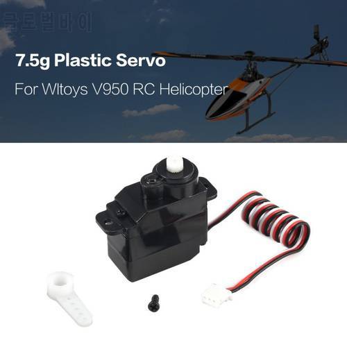7.5g Plastic Gear Analog RC Servo 4.8-6V for Wltoys V950 RC Helicopter Airplane Part Replacement Accessaries