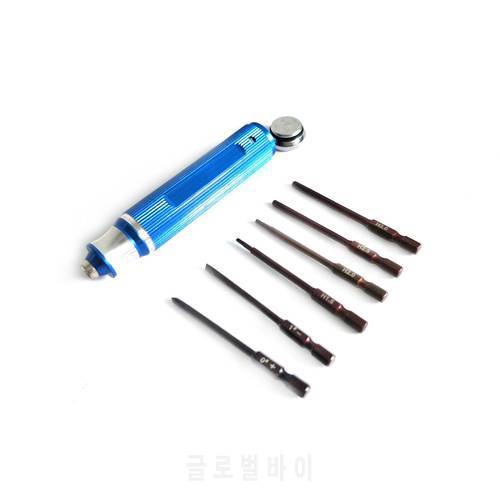 6 In 1 Steel Multi Function RC Tool Kits Hex Flat Philip Head Screwdriver 1.5mm 2mm 2.5mm 3mm For RC Car Quadcopter FPV