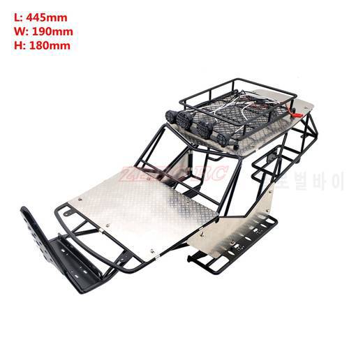 RC 1/10 SCALE TRUCK AXIAL WRAITH METAL ROLL CAGE FRAME BODY WITH ROOF RACK LED LIGHT AND STAINLESS STEEL SHEETS 90018 90045