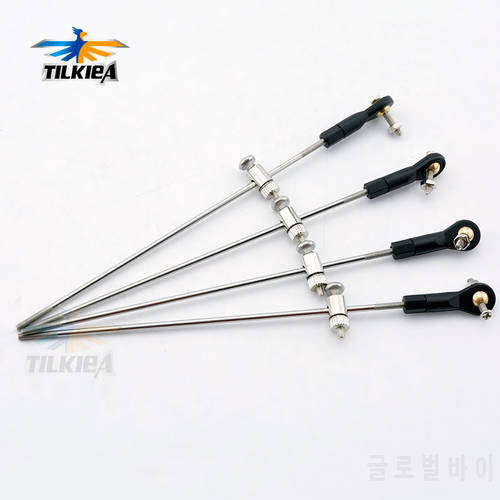 1 Pcs RC Model Boat Push Rod Kit Include M2 Plastic Rod End + Stoppers + M2 Pull Rod L100/150/200/250/300mm For Rc Boat Servos