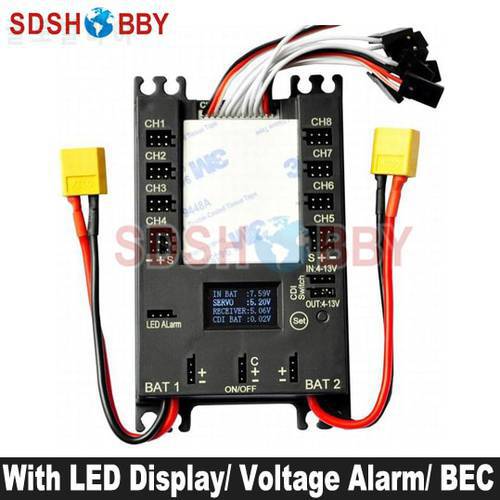 NEW Mini Servo Distribution Board/ Section Board (4106) with LED Screen/ Voltage Alarm/ BEC-Black Color