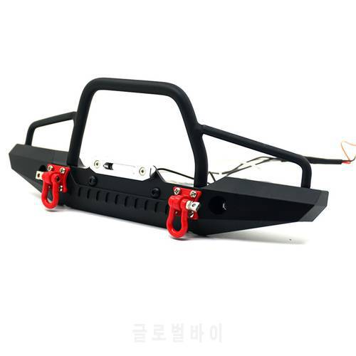 AXSPEED Metal Front Bumper with Trailer Hook for 1/10 RC Crawler Car Traxxas TRX4 Defender Bumper Upgrade Parts