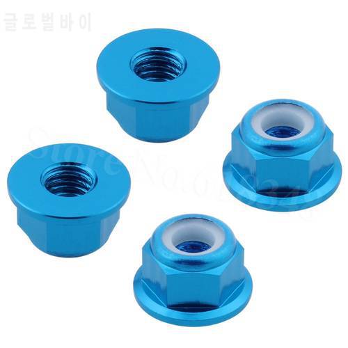 4pcs Universal Aluminum Nylon Lock Nut M4 Wheel Nuts For 1/10 RC Truck Buggy Drive On Road Models Monster Rally Truggy