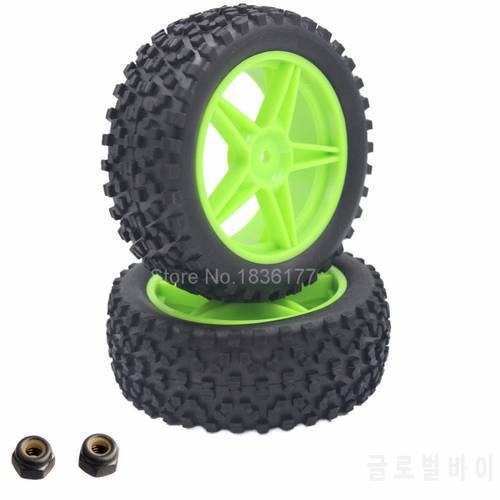 2PCS RC 1/10 Buggy Rubber Front Tyre Tires & Wheel Rim Wide: 34mm Hexagon 12mm For HSP HPI Model Car Spare Parts