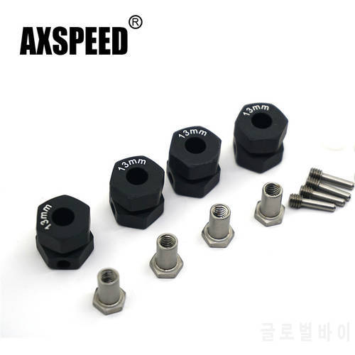 AXSPEED 4Pcs 13mm Aluminum HEX Wheel Hub Self-locking Widening Connector Adapter For 1/10 RC Crawler Car Axial Wraith 90048