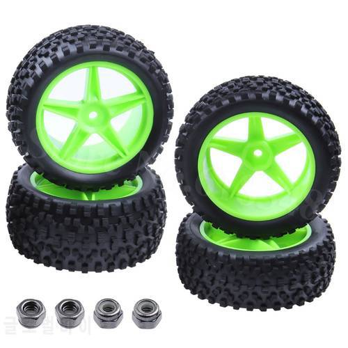 4x Rubber RC 1:10 Off-Road Buggy Wheels Tires Front Rear 12mm Hex For Nitro Electric Power Fit HSP Backwash 94166