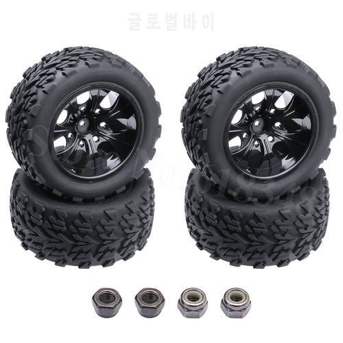 4pcs/Lot Rubber Truck Tires Sponge Inserts & Wheel Rims For RC 1/10 Scale Off Road HSP BRONTOSAURUS Redcat Volcano EPX 4WD Model