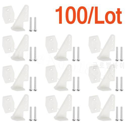 100Sets /Lot Nylon Plastic Standard Control Horns W13xL18xH25mm 4 holes With Screws For RC Airplane Parts KT Model Replacement