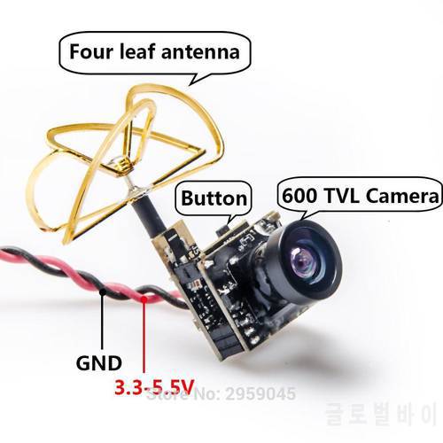 AKK S2 5.8G 48CH 25mW VTX 600TVL 1/3 Cmos AIO FPV Camera with Clover Antenna for FPV Drone Like Tiny Whoop Blade Inductrix etc