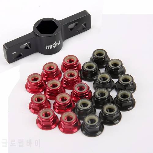 20pcs M5 Nylon Hex Lock Nut (Alum) Self Locking Nut with Quick Release Driver(M8&M10) For FPV Racing Quadcopter
