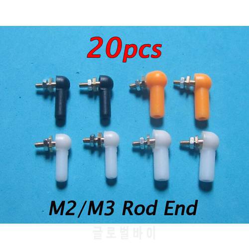 20PCS Plastic M2/M3 Rod End 2/3mm Push/Pull Rod Ball Joint Connector W/Screw For Rc Boat Car Airplane Truck Buggy Crawler Model
