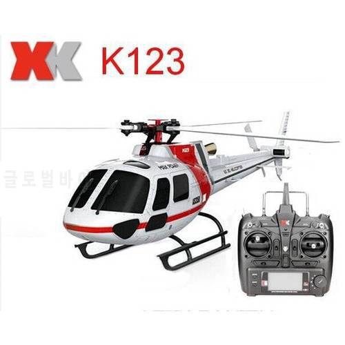 (With 2 Batteries) Original WLtoys XK K123 6CH Brushless AS350 Scale 3D6G System RC Helicopter RTF Upgrade V931 Gift Toy