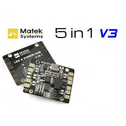 New Matek 5in1 V3 Power Distribution Board / PDB Hub With Dual BEC-5V/12V LED Controller Tracker Low Voltage Alarm for FPV