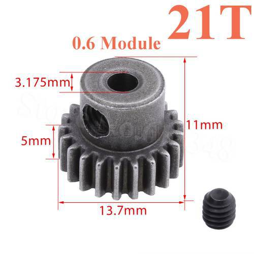 11181 Metal Motor Gear 21T Pinion 3.175mm HSP 1/10 Parts For Electric RC Monster Truck Buggy Hobby Baja Redcat Racing Amax 94111