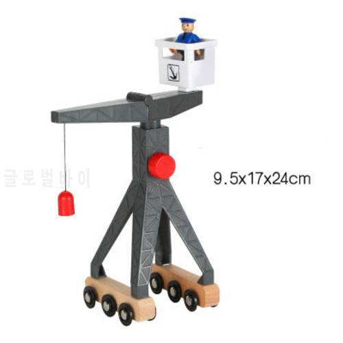 Plastic Move Crane Wooden Train Track Railway Accessories Move Crane Tender Educational Slot DIY Compatible All Wood Tracks