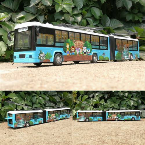 High Simulation City Trolley Bus Double Bus 1:48 Alloy Pull Back Double Bus Model Toy Car Gifts Free Shipping