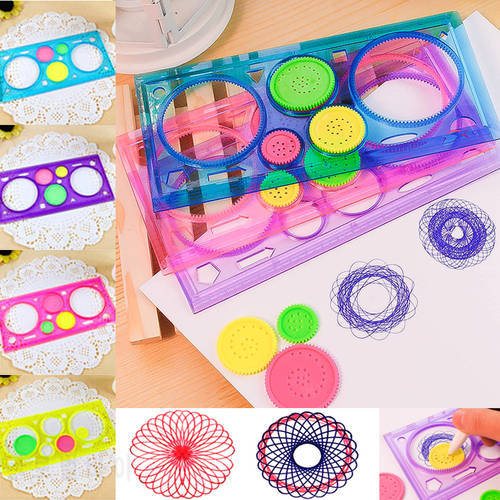 Hot Selling Painting Multi-function Interesting Puzzle Spirograph Children Drawing Plastic Ruler Can Improve Start Work Ability