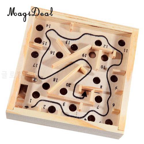 MagiDeal Wood Labyrinth Puzzle Balance Board Bead Maze Game Small Hand held Skill Puzzle Toy for Family Party Adult Children