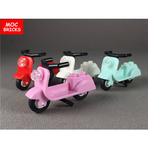 MOC Bricks Scooter with Stand motorbike Angular Handlebars Assembly Building Blocks fit with 15396c01 Toys kids gifts