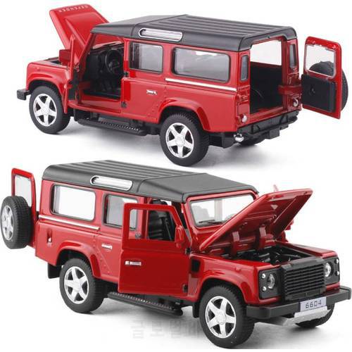 1:32 Excellent Defender SUV Diecast Alloy Metal Car Toy 4 Doors Openable Light Music Pull Back Car Toys For Kids Gifts