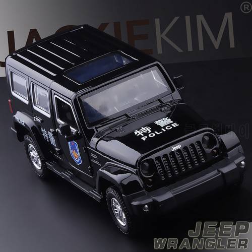 High Simulation Exquisite Diecasts & Toy Vehicles: Caipo Car Styling Jeep Wrangler Police 1:32 Alloy SUV Model Sounds and Light