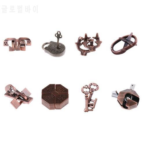 8pcs Chinese Lock 3D Puzzle Metal Brain Teaser IQ Test Toys for Adults Children Education Toys Intelligence Game