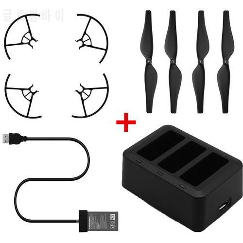 FOR DJI Tello 1100mAh 3-in-1 Charger Hub,4 Pairs 3044P Quick-Release Propeller,Original Propeller Guard,Tello USB Charging Cable