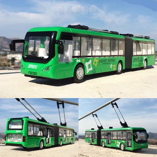 1:32 Alloy Pull Back Double Bus High Simulation City Bus Model Vehicles Metal Diecasts Flashing Musical Boy Toys Free Shipping