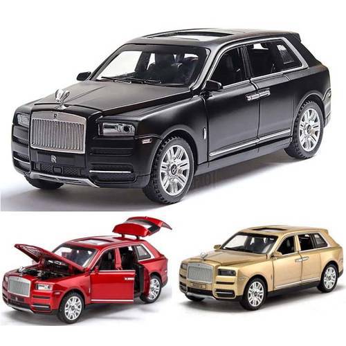 1:32 Scale Rolls Royce Cullinan Alloy Diecast Metal Car Model Sound Light Pull Back SUV 7 Doors Can Be Opened For Kids Toys
