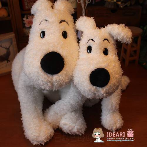 New Arrival Big The Adventures of Tintin Snowy Dog Cute Soft Stuffed White Dog Plush Toy Doll Children Birthday Gift