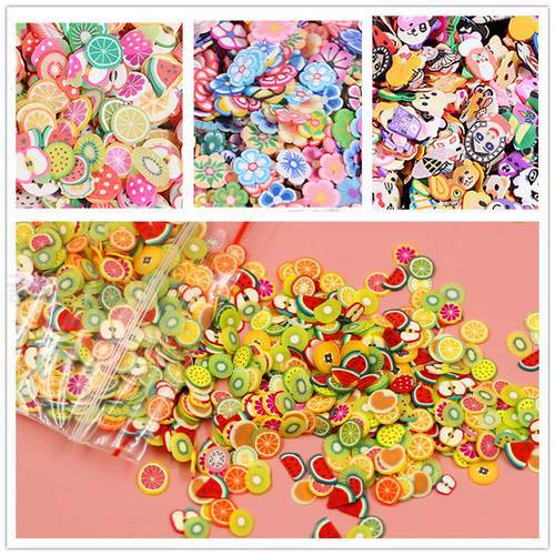 1000 Pcs Soft Fruit Flower Clay Slice Filling Soft Piece Mixed for Clay Nail Beauty DIY Decoration