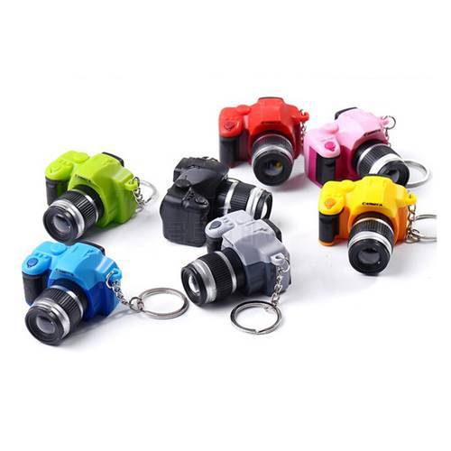 1PCS LED Luminous Sound Glowing Pendant Keychain Bag Accessories Plastic Toy Camera Car Key Chains Kids Digital SLR Camera Toy