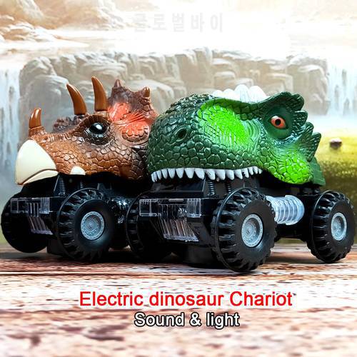 Electric Dinosaur Four-Wheeled Off-Road Vehicle Diecast Model Truck LED Light Music Electronics Car Toy Gift For Kids Gifts