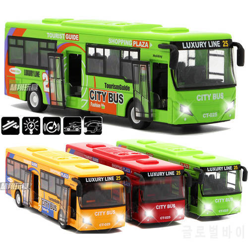 1:32 alloy car model high simulation city bus metal diecasts toy vehicles pull back flashing musical free shipping