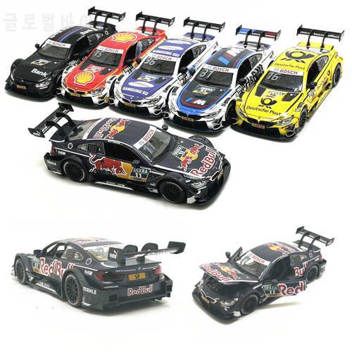 Diecast Car Model Toys 1:32 M4 DTM Racing Team Painting Pull Back Replica With Sound Light For Kids Toys Gifts Free Shipping