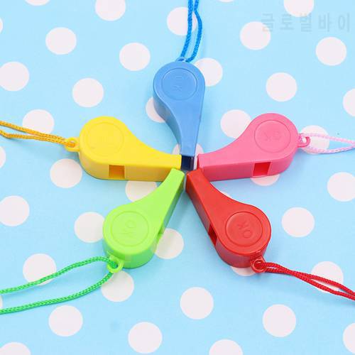 24 Pcs/Set Colorful Plastic Whistles Children Whistles Toys with Ropes Basketball Cheerleading Toys