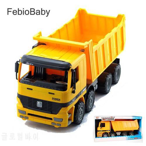 2019 Creative 1:64 Children Emulational Large Size Inertial Dump Truck Movable Car Toys Machinery Truck For Kids Gift With Box
