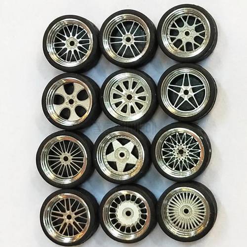 1 Set 1/64 Scale Alloy Wheels Tire 1:64 Diecasts Alloy Wheel Tire Rubber Toy Vehicles General Model Of Car Change Accessories