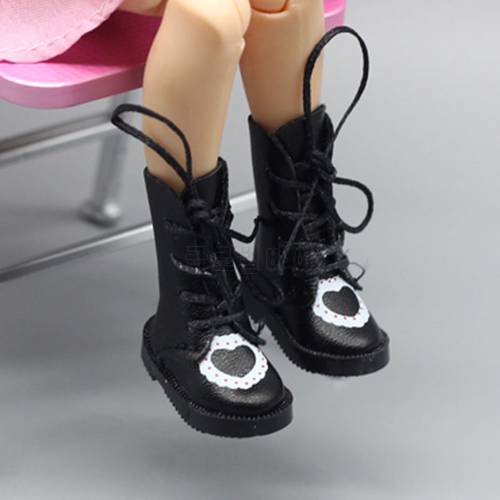 Handmade Exquisite Heart PU Leather Doll Boots For Blythe Doll Shoes 1/6 Doll Dec17