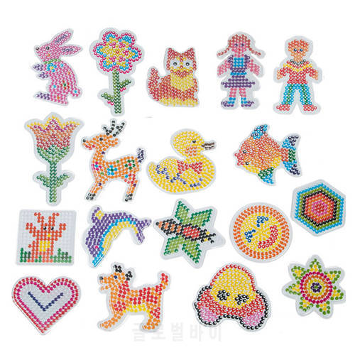 18pcs/set 5mm Hama Beads Template With Colore Paper Plastic Stencil Jigsaw Perler Beads Diy Transparent Shape Puzzle Pegboard