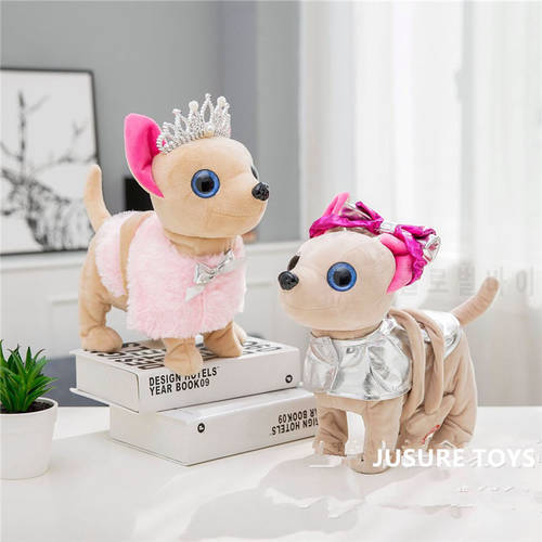 Electronic Pet Chi Chi Robot Dog plush Stuffed Animals Walking Singing Interactive dog Toy With Bag For Children Kids Birthday