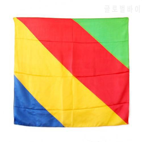 Free shipping Four-color Rainbow Stripes Scarf 45X45cm,Silk&Cane Magic,Stage,Trick,Fun,Accessories