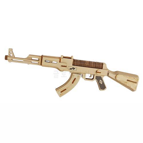 DIY AK47 Submachine Gun Model 3d Three-dimensional Wooden Puzzle toy gun for Children Diy Handmade Laser Cutting