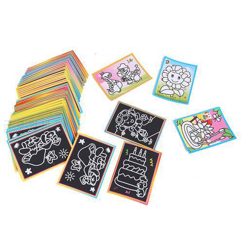 10 pcs 13x 9.5cm Scratch Art Paper Magic Painting Paper For Kids Toy Colorful Drawing Toys