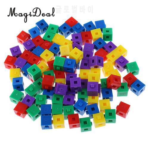 MagiDeal 100Pcs/Pack Plastic Kids Children Stacking Cube Building Kit Pop Linking Cubes for Party Fun Intelligence Toy 1cm