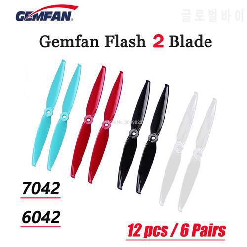 12 pcs/6 Pairs Gemfan Flash 7042 7.0x4.2 / 6042 6.0x4.2 PC 2-blade Propeller 5mm Mounting Hole FPV Propeller for FPV RC Drone