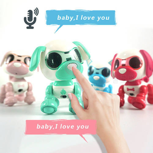 Dog Robot Toy Cute Smart Pet Dog Interactive Smart Puppy Robot Dog Voice-Activated Touch Recording LED Eyes Sound Recording Sing