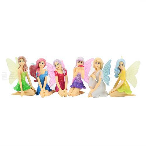 6pcs/lot 7.5cm princesses PVC Action Figure Model Toy with wings lovely princess