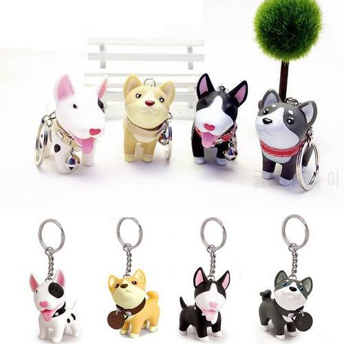 1pcs Anime Figure Dog Keychain Hand-painted Craft Dog Bull Terrier HUSKY Keychain PVC Vinyl Animal Figure Toy for Car Keychain